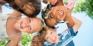 kids heads forming a circle